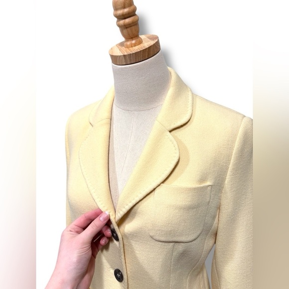 ESCADA Cashmere Wool Retro Blazer Jacket in Canary Yellow Size Small - Picture 2 of 11